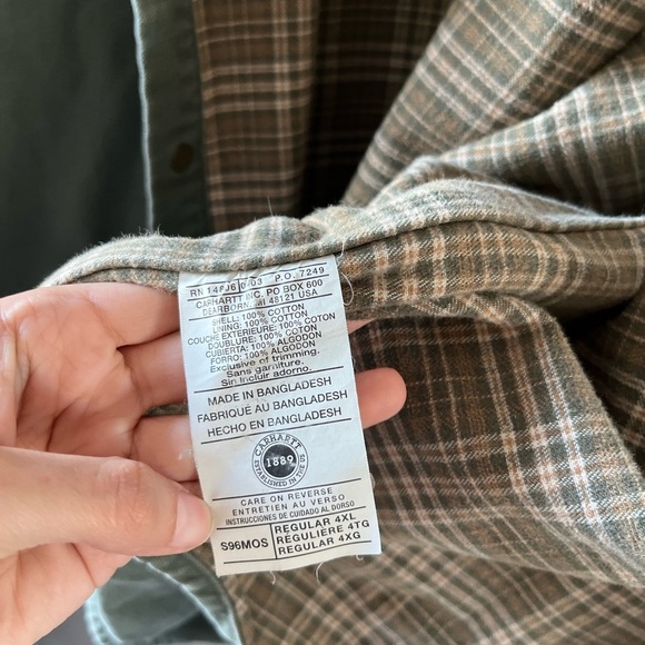 Vintage Carhartt Flannel-Lined Green Shirt Jacket - Picture 6 of 11